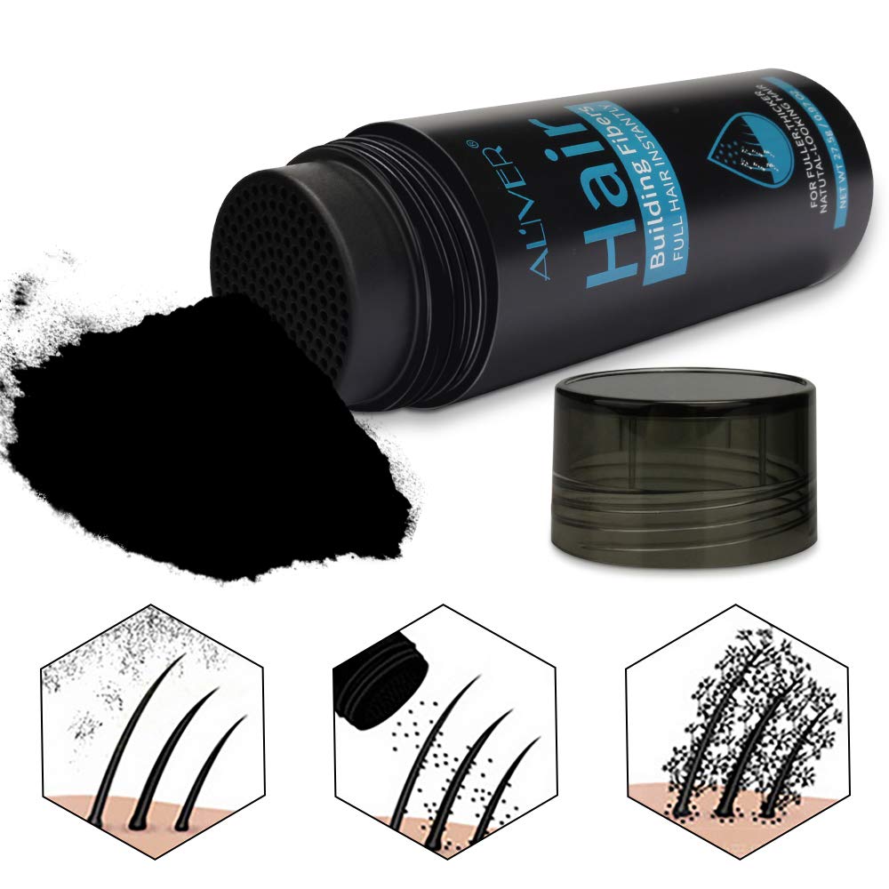 Hair Fibers for Thinning Hair With Spray,Undetectable Natural Formula,Thicker Fuller Hair in 15 Seconds,Instantly Conceal & Thicken Thinning or Balding Hair Areas,For Men&Women,Black