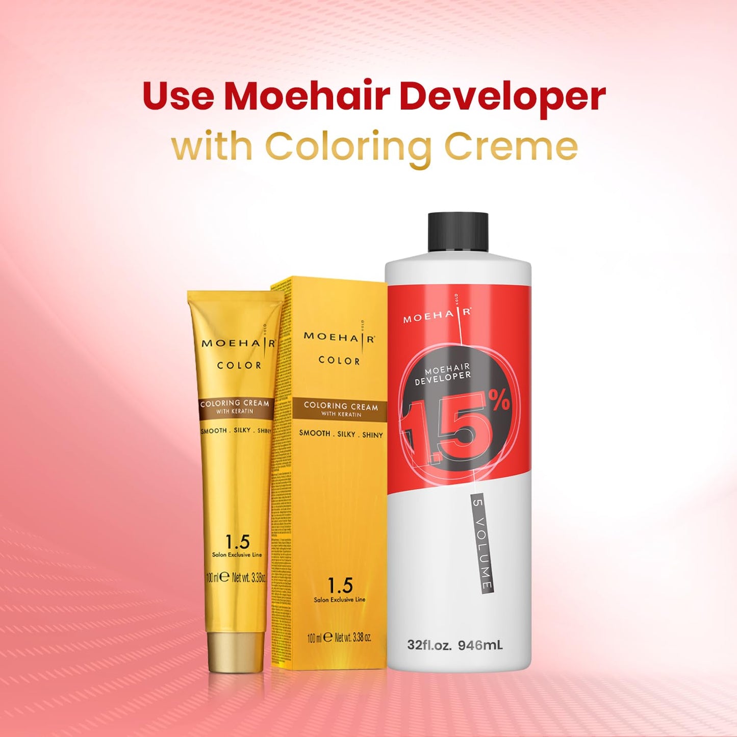 MOEHAIR Hair Color Developer 1.5% Hydrogen Peroxide | 5 Volume Creme Developer for Coloring and Bleaching | Paraben-free | Professional-Grade Hair Creme Developer | Peach Fragrance – 32 Fl. Oz