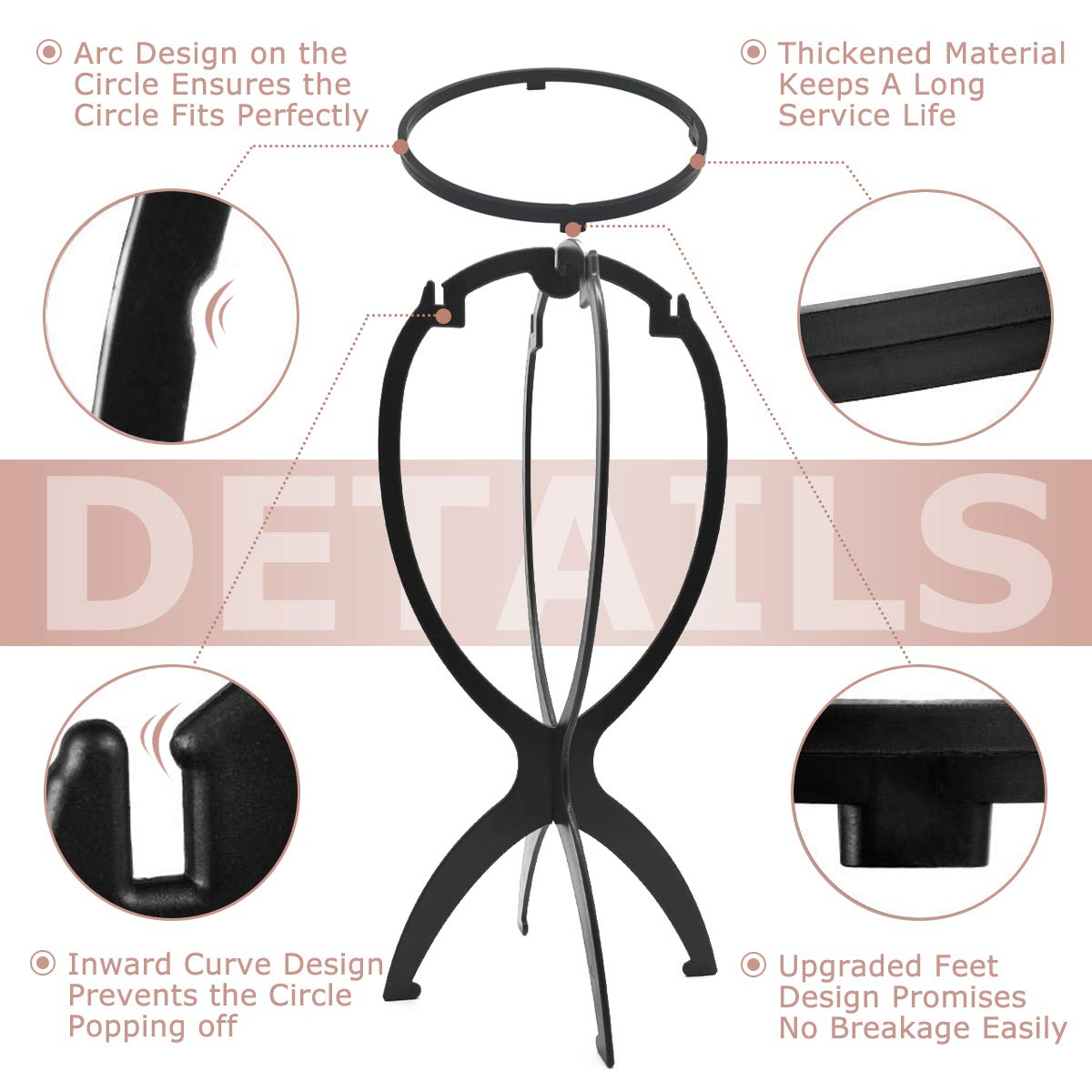 Dreamlover Wig Head Stand for Travel, 2 Packs