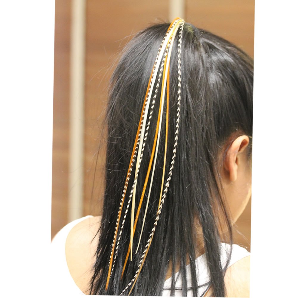 Feather Hair Extension – Grizzly and Solid Colored Feathers, All Individual Feathers, Ranging From 8 to 11 Inches in Length, With a Total of 20 Real Feathers, Includes Beads and Loop Tool Kit