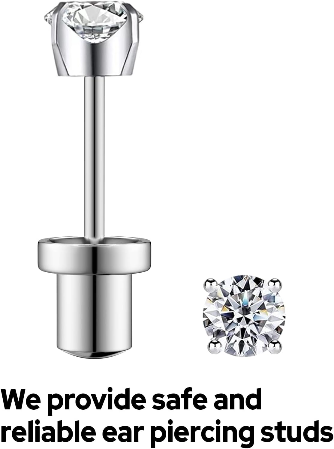 At-Home Ear Piercing Kit - Disposable Gun with 316L Surgical Steel & 4mm CZ Earrings | 4 Pack