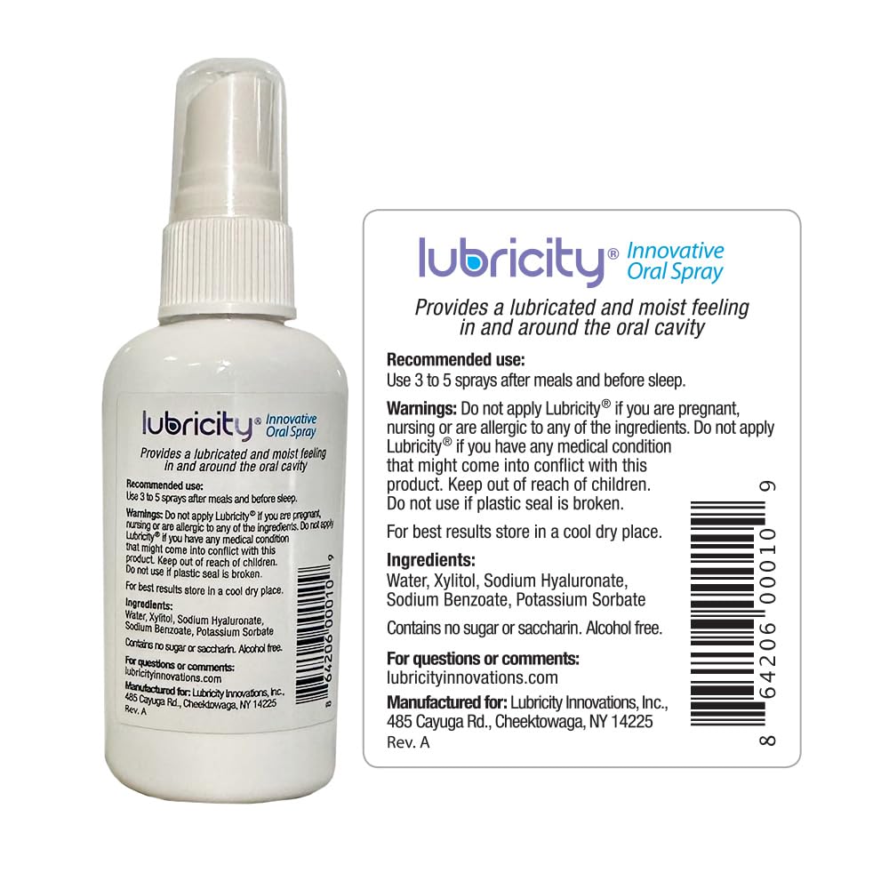 Lubricity Dry Mouth Oral Spray for Symptomatic Relief of Dry Mouth, Flavorless - 2 oz, 30 Day Supply