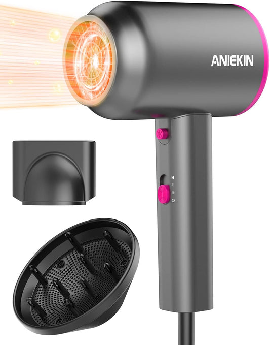 1875W Ionic Hair Dryer with Diffuser - Professional Portable Blow Dryer for Curly Hair