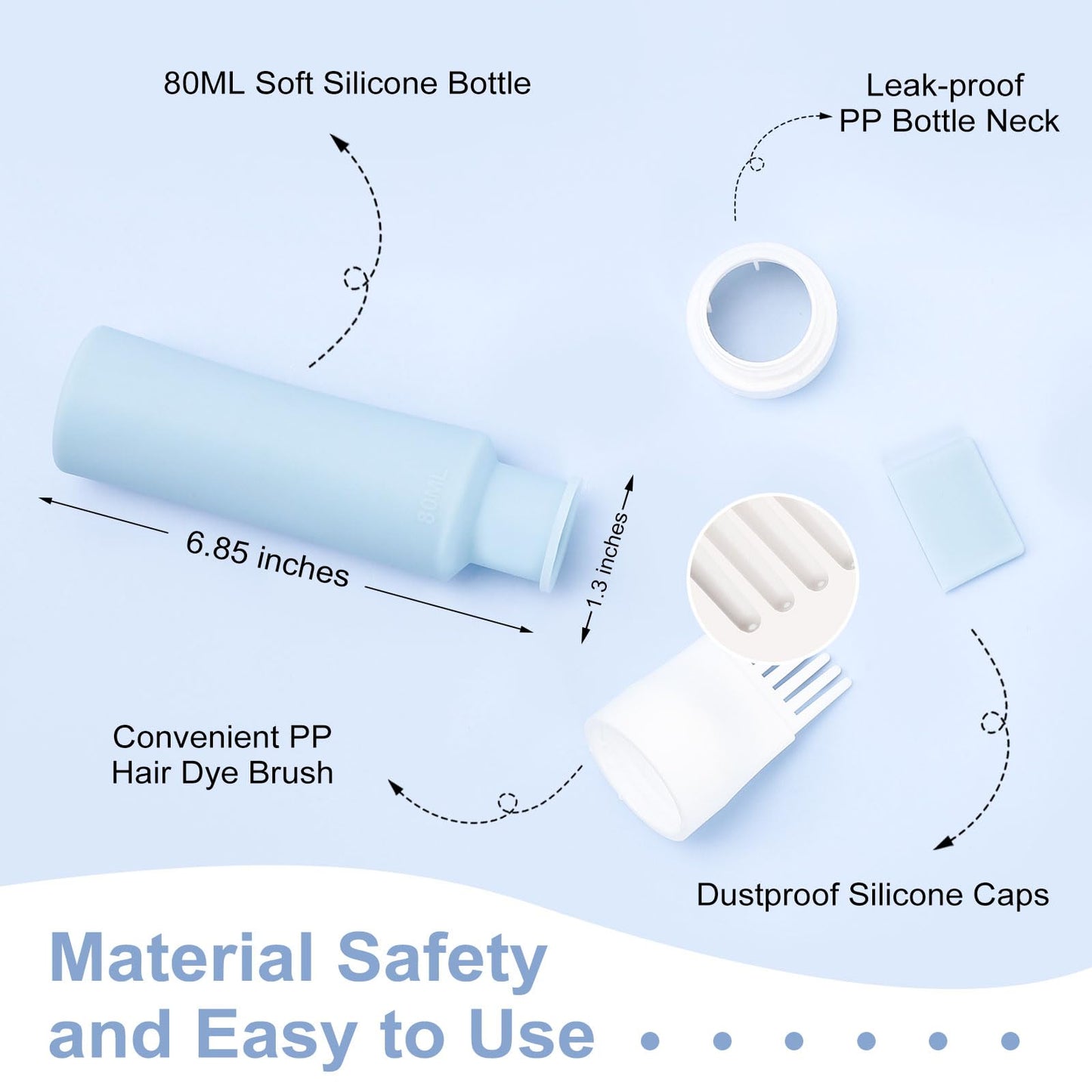 Lapfoon 2 Packs Silicone Hair Oil Applicator, 2.7 Ounce Root Comb Applicator Bottle for Hair Dye, Hair Dye Comb Brush, Scalp Oil Applicator Bottle
