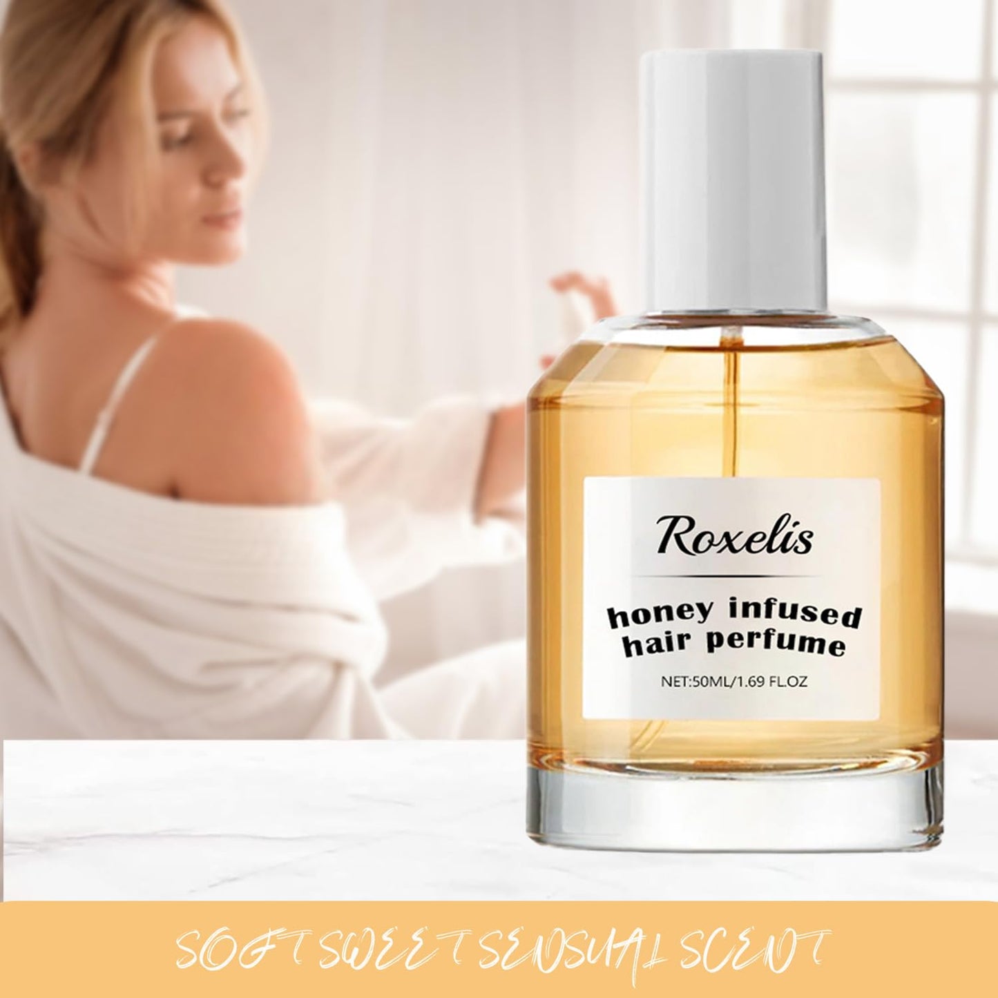 BYAYW Honey Infused Hair Perfume for Women, Delicate Honey Hair Perfume and Body Mist Spray, Nourishing and Hydrating Hair Shine Spray-A Warm and Sensual Fragrance With Sweet Floral Scent 50ML