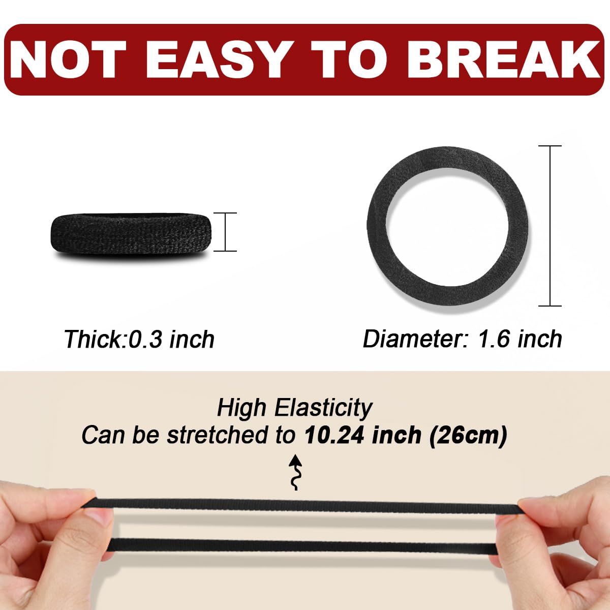 150PCS Hair Ties, IKOCO Black Hair Ties for Women No Damage, Cotton Seamless Ponytail Holders for Thick Hair