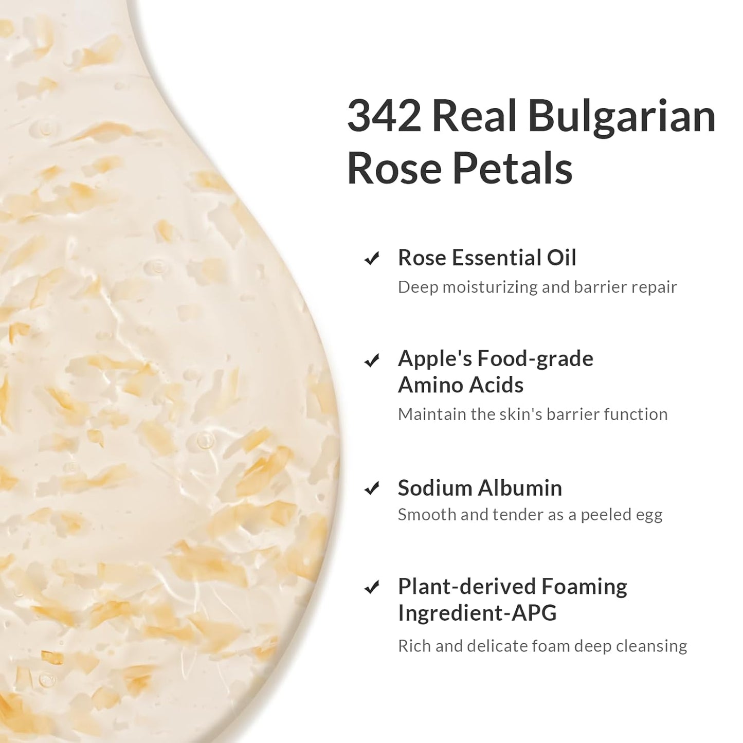 Rose Oil Anti-Aging Body Wash with Real Petals | Deep Moisturizing Shower Gel for Dry Skin, 16.9 fl oz