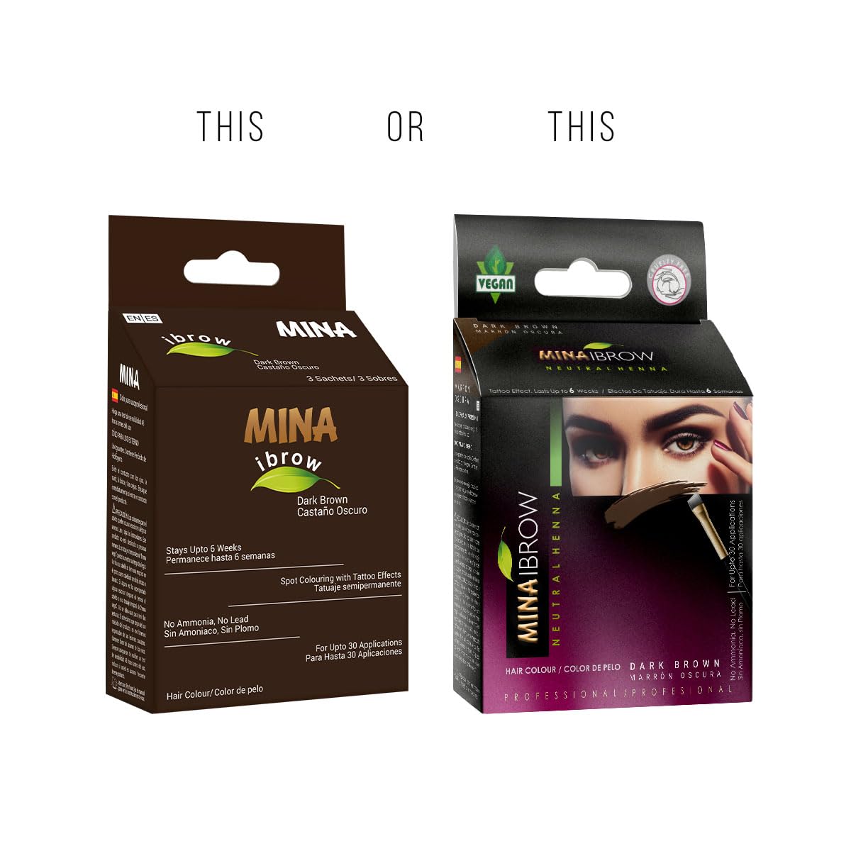 MinaiBrow Dark Brown Tint Kit | Natural Spot Coloring Brow Powder, Water & Smudge Proof Instant Brow Dye, 100% Gray Coverage, 30 Applications, Ammonia &, Vegan, Cruelty Free, Plant-Based