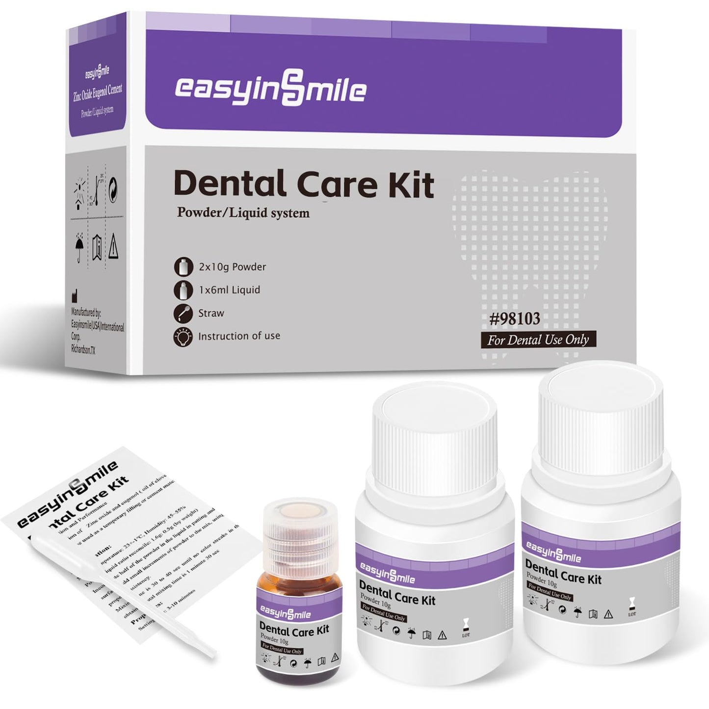 Dental Cement Temporary Tooth Repair Kit for Broken Teeth, Zinc Oxide Eugenol Glue for Chipped Missing Teeth,Crowns, Fillings & Bridges