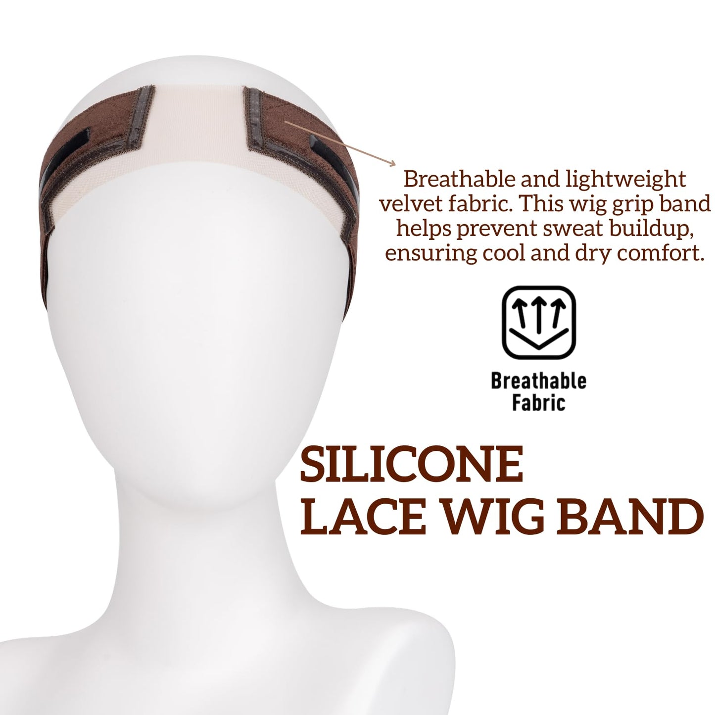 Isshin Beauty Wig Grip Band Women Adjustable: Silicone Non-Slip Wig Gripper - Natural Lace Edge Secure Fit Breathable No-Headache for Lace Front Wigs Chemo Hair Loss Cosplay Sports Daily Wear (Brown)