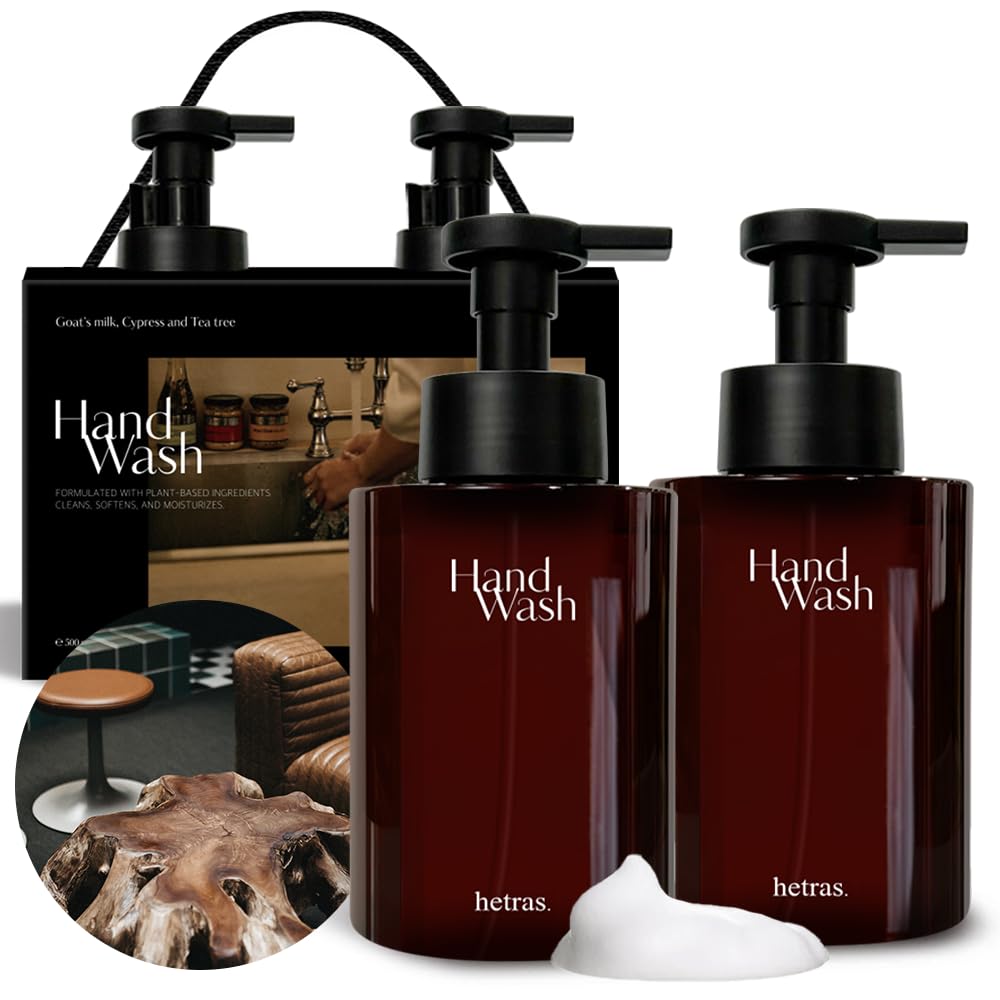Luxurious Forest Scent Hand Wash - Hetras Perfume Bubble Wash 17.4 fl oz (2 Pack) with Pump Dispenser | Hydrating & Gentle Formula