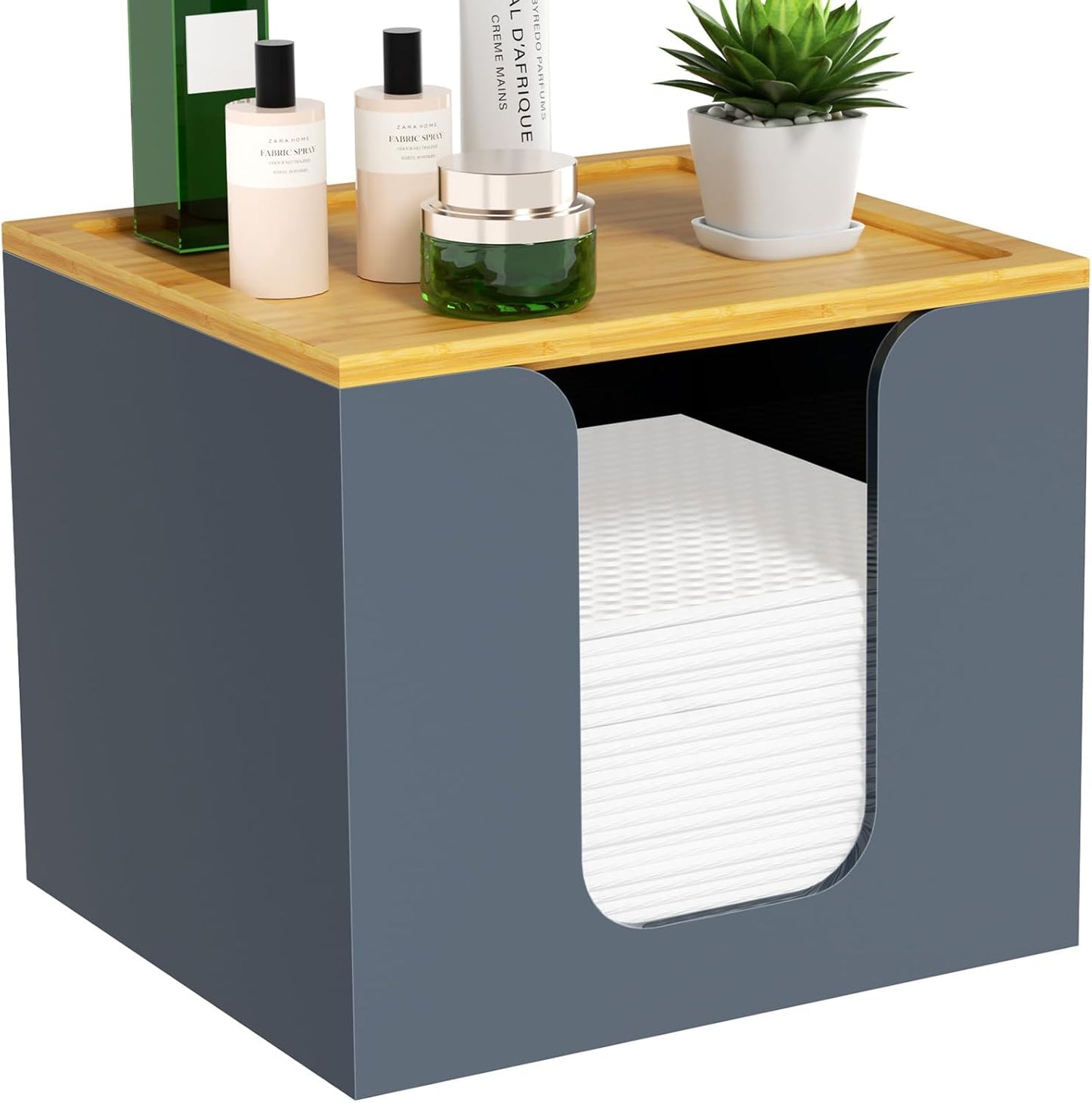 VITVITI Acrylic Face Towel Holder Box - Large Disposable Towel Storage with Bamboo Lid for Bathroom & Vanity