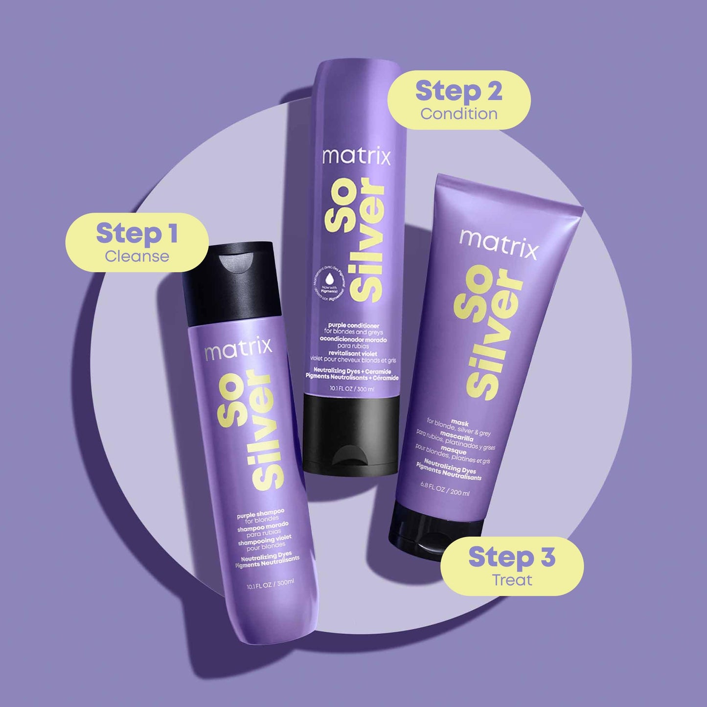 Matrix So Silver Purple Conditioner - Tones Blonde & Grey Hair, Eliminates Brassiness, Infused With Purple Pigments, Salon-Quality, Vegan