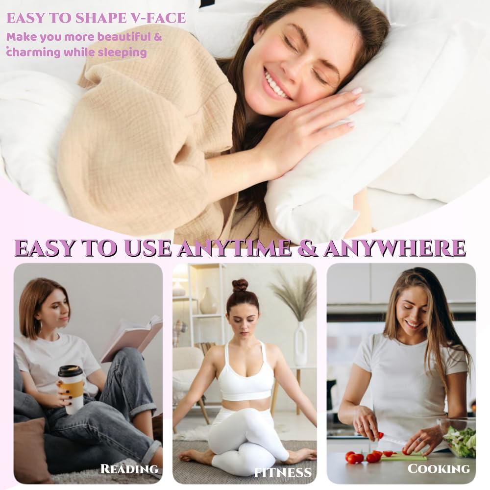 Graphene V-Line Mask Chin Up Mask V Shaped Face Mask Chin strap for sleeping, Jaw Exerciser,lilac,Medium