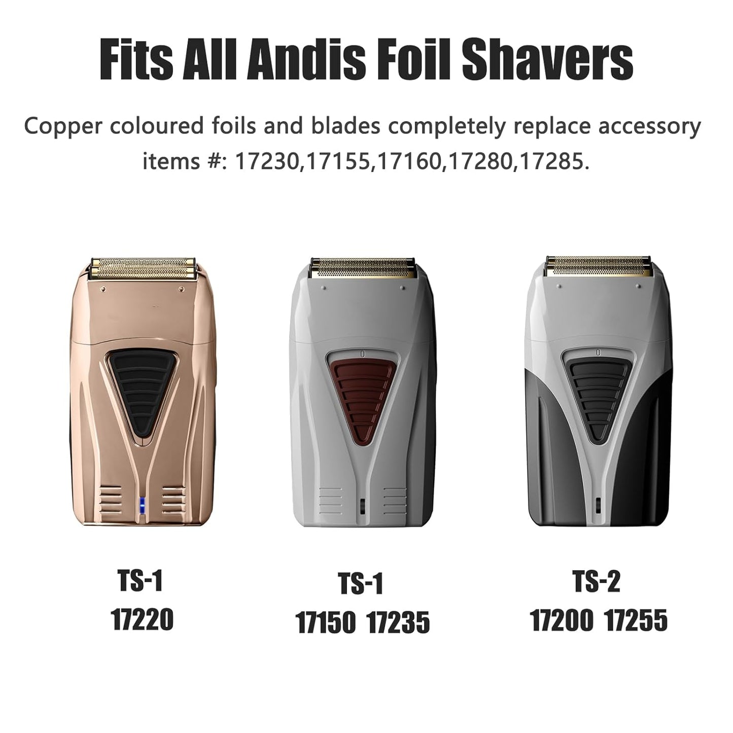 Replacement Foil for Andis Pro Foil Shaver TS-1 TS-2 - Hypoallergenic Gold Foil, 1 Pack