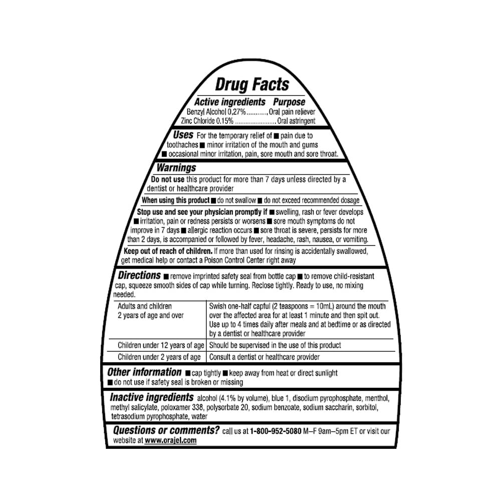 Orajel Toothache Rinse, Analgesic Astringent, Soothing Mint, 16 fl oz
