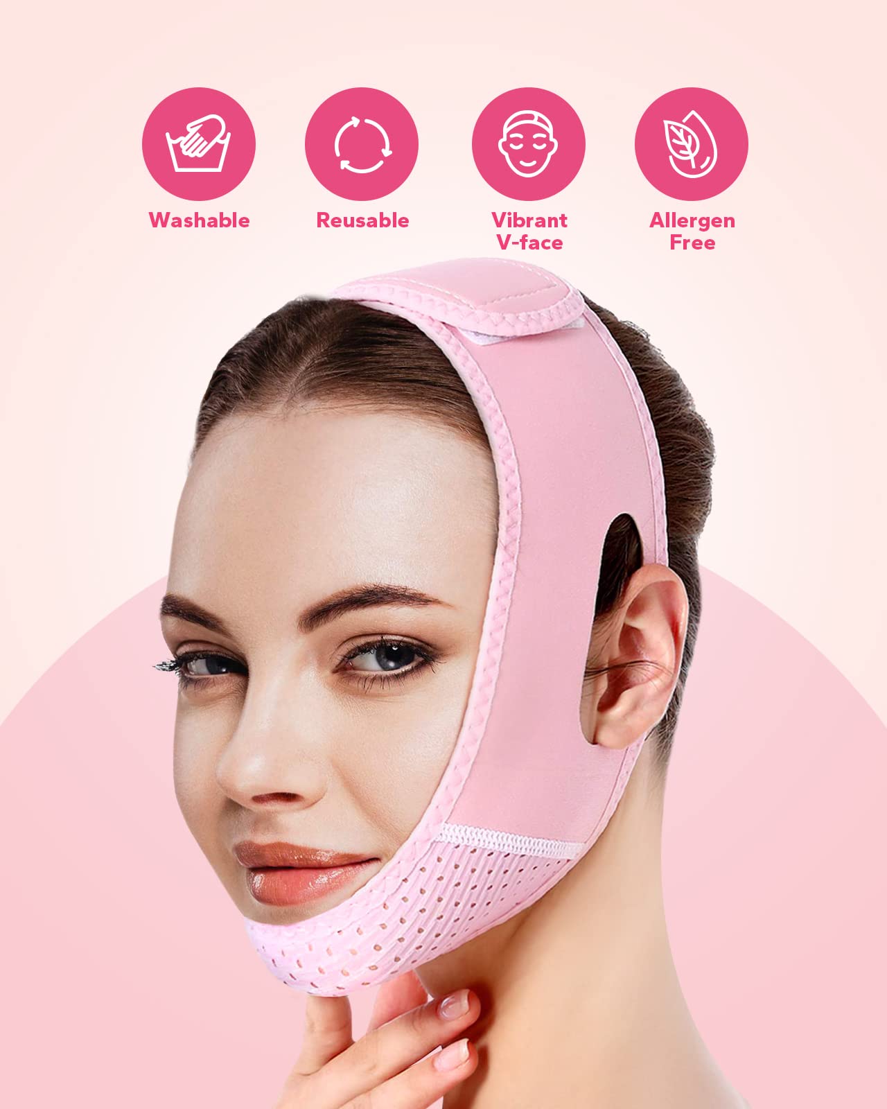 Meto Reusable Face Slimming Strap, V Line Mask, Double Chin Reducer, Chin Up Patch, Face Lift Tape, Chin Strap, V Shaped Belt, V Shaped Slimming Face Mask to Prevent Sagging