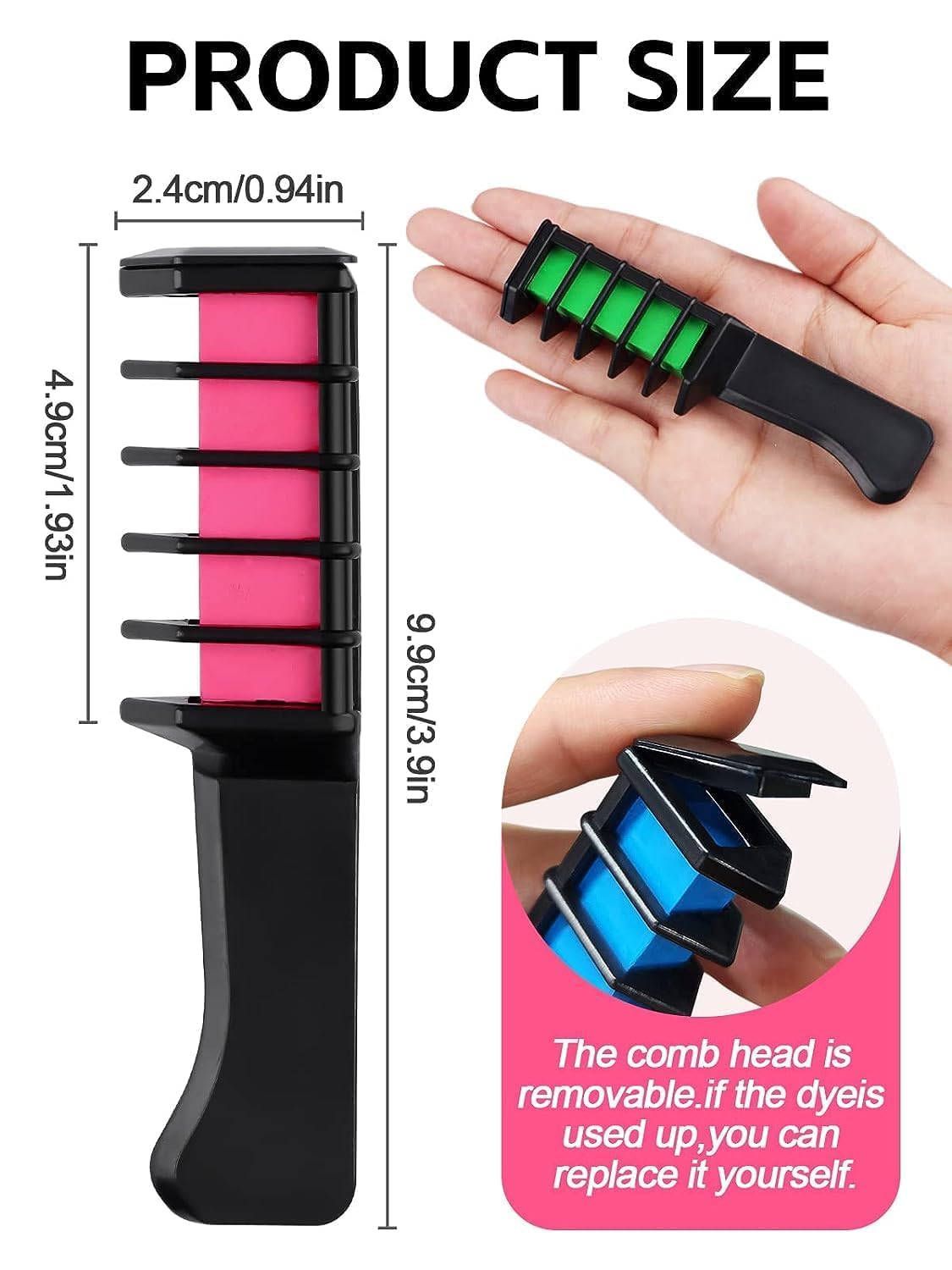 Kalolary 10 Color Temporary Hair Chalk Comb Set, Washable Hair Dye for Girls Kids Gifts on Birthday Cosplay Party for Age 4 5 6 7 8 9 10 12 13