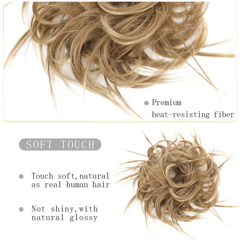 HMD Tousled Updo Messy Bun Hairpiece Hair Extension Ponytail With Elastic Rubber Band Updo Ponytail Hairpiece Synthetic Hair Extensions Scrunchies Ponytail Hairpieces for Women (12H24)