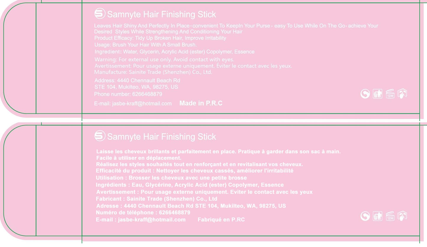 Hair Finishing Stick, 2pcs Hair Mascara for Flyaway Tamer, Fly Away Hair Tamer Stick for Enhance Gloss of Hair, Anti Frizz Broken Hair Baby Hair Flash Moment Flyaway Stick, Non-Greasy