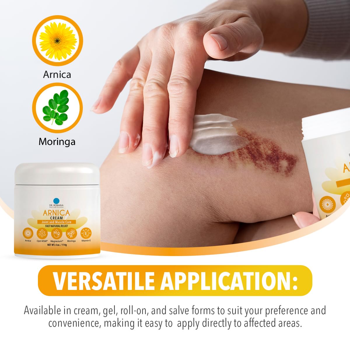 Dr. Robaina Arnica Bruise Cream 4 oz – Concentrated Arnica & Vitamin K Moisturizer for Skin That Looks More Even After Bumps & Cosmetic Touch-Ups – Fast-Absorbing, Non-Greasy, Made in USA