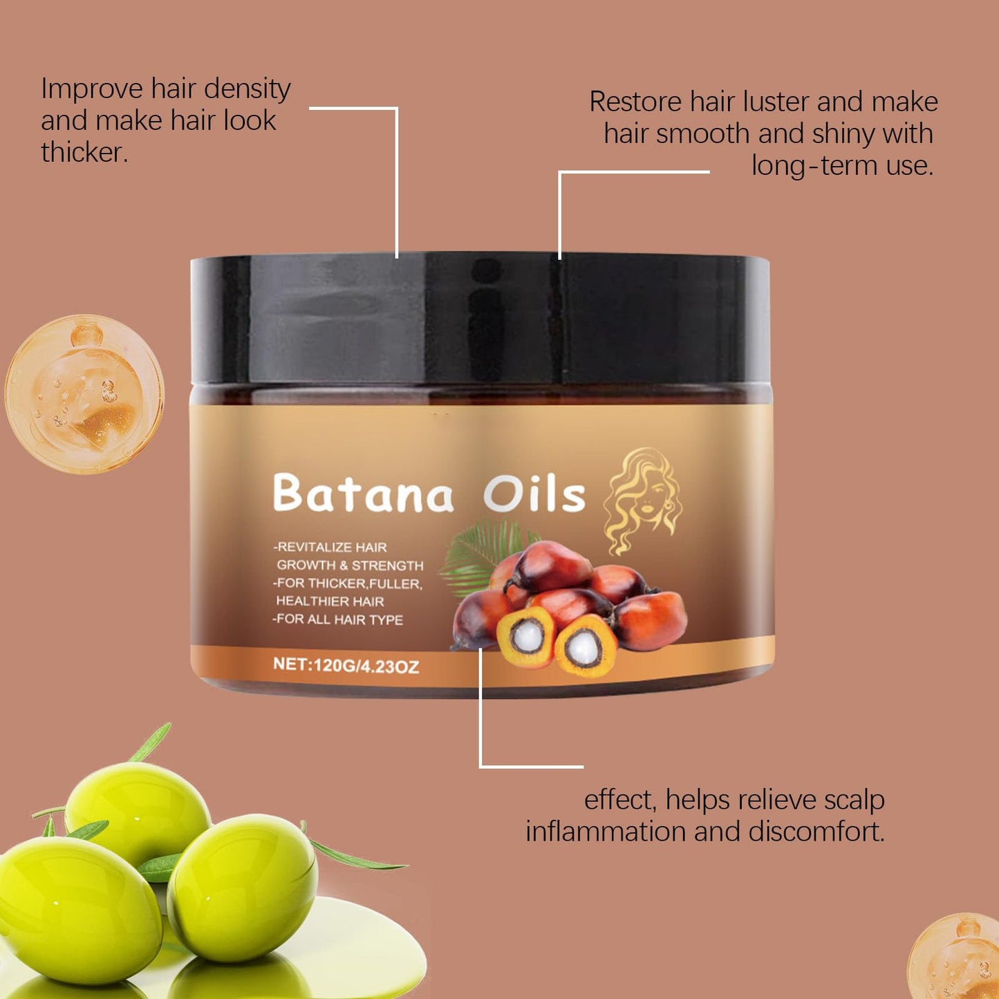 Batana Natural Hair Growth Conditioner, Batana Oil for Hair Growth, Natural Organic Butter Conditioner for Revitalized Shiny, Thicker, Fuller Hair (1)