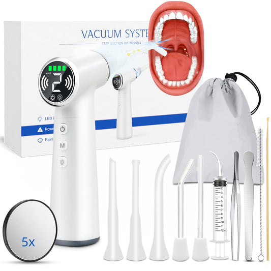 Tonsil Stone Remover Tool, Upgraded Electric Tonsil Stone Removal Kit - with Built-in LED Light & 6-Level Suction for Bad Breath Prevention, Oral Suction Device for Stone Removal