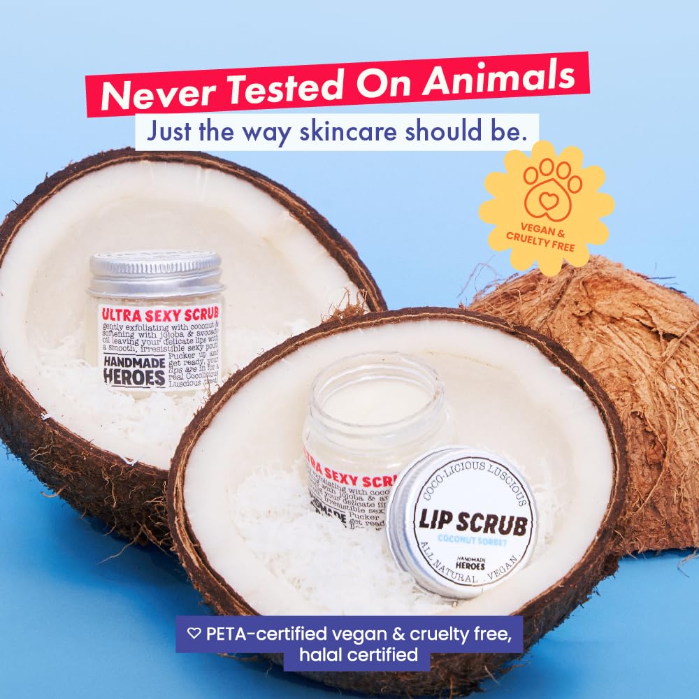 Vegan Coconut Lip Scrub - 100% Natural Exfoliator for Chapped Lips | 3pc Set