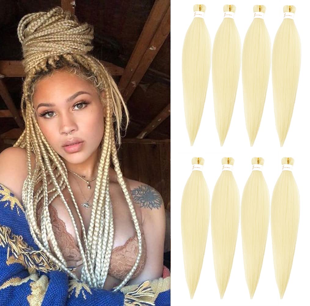 8 Packs 20-Inch Ombre Pre-Stretched Braiding Hair - Soft Yaki Texture Extensions