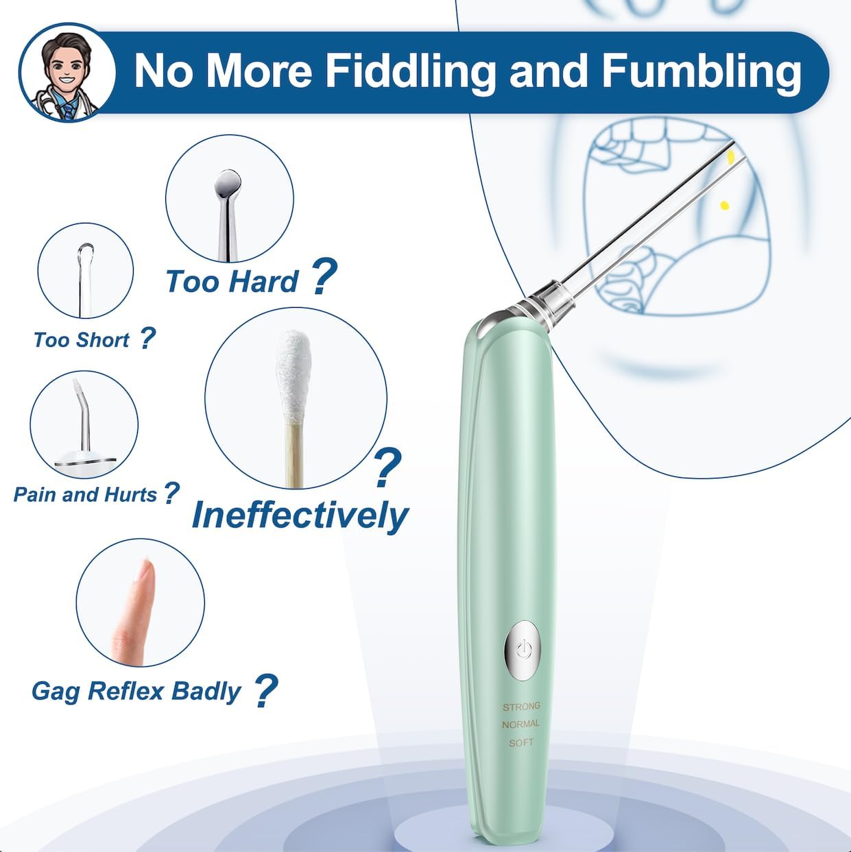 Tonsil Stone Vacuum, Tonsil Stone Remover Kit, 3X Safe Suction, 150 Degree Rotate Electronic Tonsil Stone Remover,12 in 1 Tonsil Cleaner, Oral Lamp, 5X Magnifying Mirror, Water Flosser & Syringe