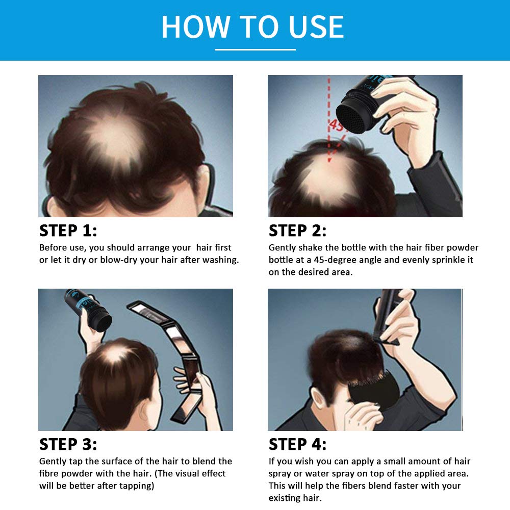 Hair Fibers for Thinning Hair With Spray,Undetectable Natural Formula,Thicker Fuller Hair in 15 Seconds,Instantly Conceal & Thicken Thinning or Balding Hair Areas,For Men&Women,Black