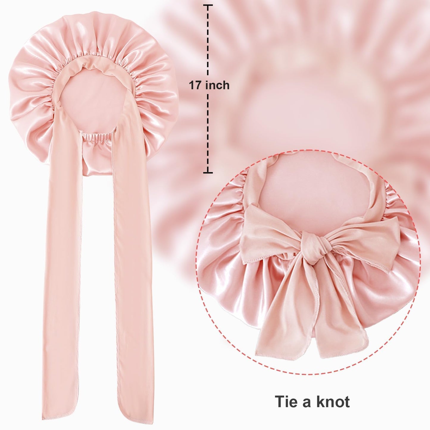 Large Silk Bonnet for Sleeping, Satin Hair Bonnet for Sleeping with Tie Band, Double Layer Satin Bonnets for Women Natural Curly Hair