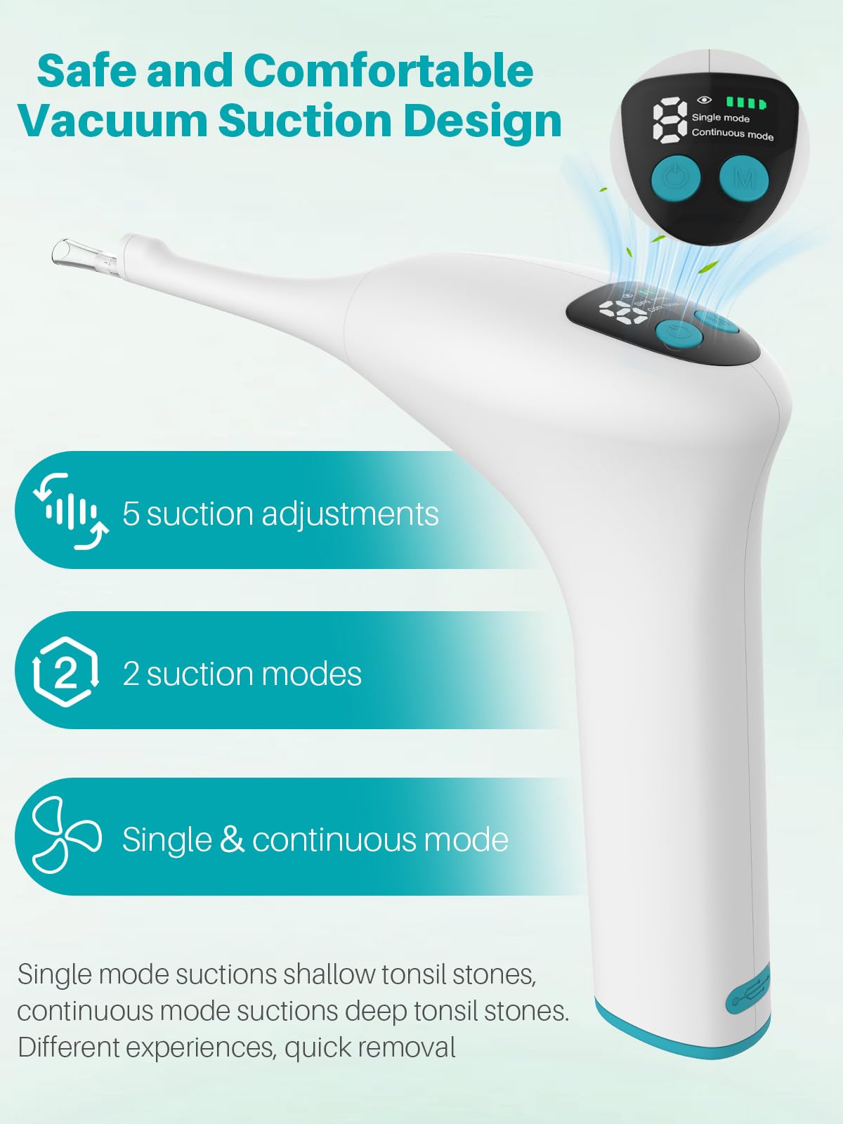 Voraiya Electronic Tonsil Stone Remover Upgraded Version, Built-in Camera and LED Light, 5-Level Suction and 2 Suction Modes Tonsil Stone Vacuum Cleaner, Oral Care Tool, Tonsil Stone Removal Kit