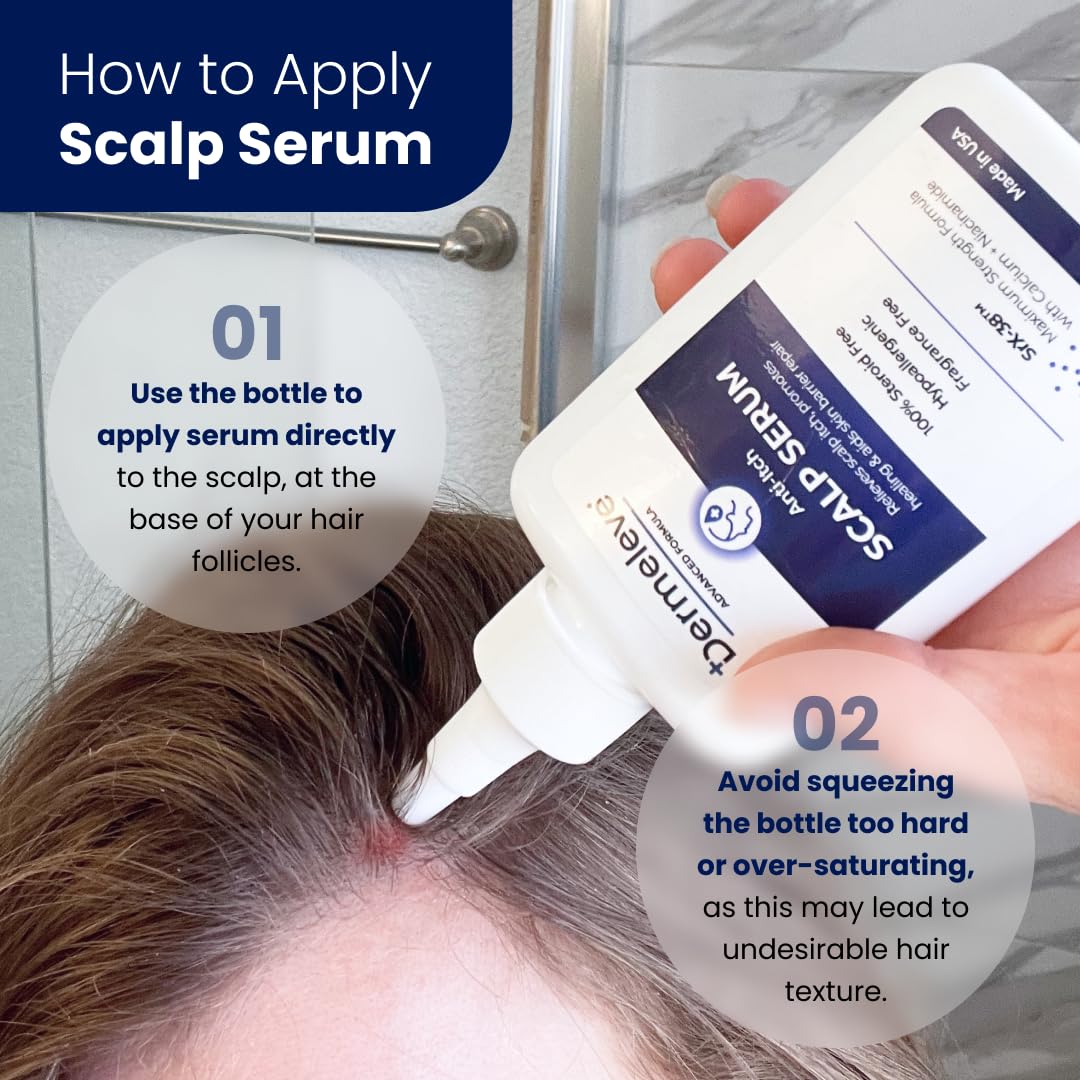 Dermeleve Scalp Serum for Neuropathic Itch, Sebborheic Dermatitis & Scalp Psoriasis | Dry Itchy Leave In Scalp Treatment | Quick Absorbing, Moisturizing & Non-Greasy (1 Pack)