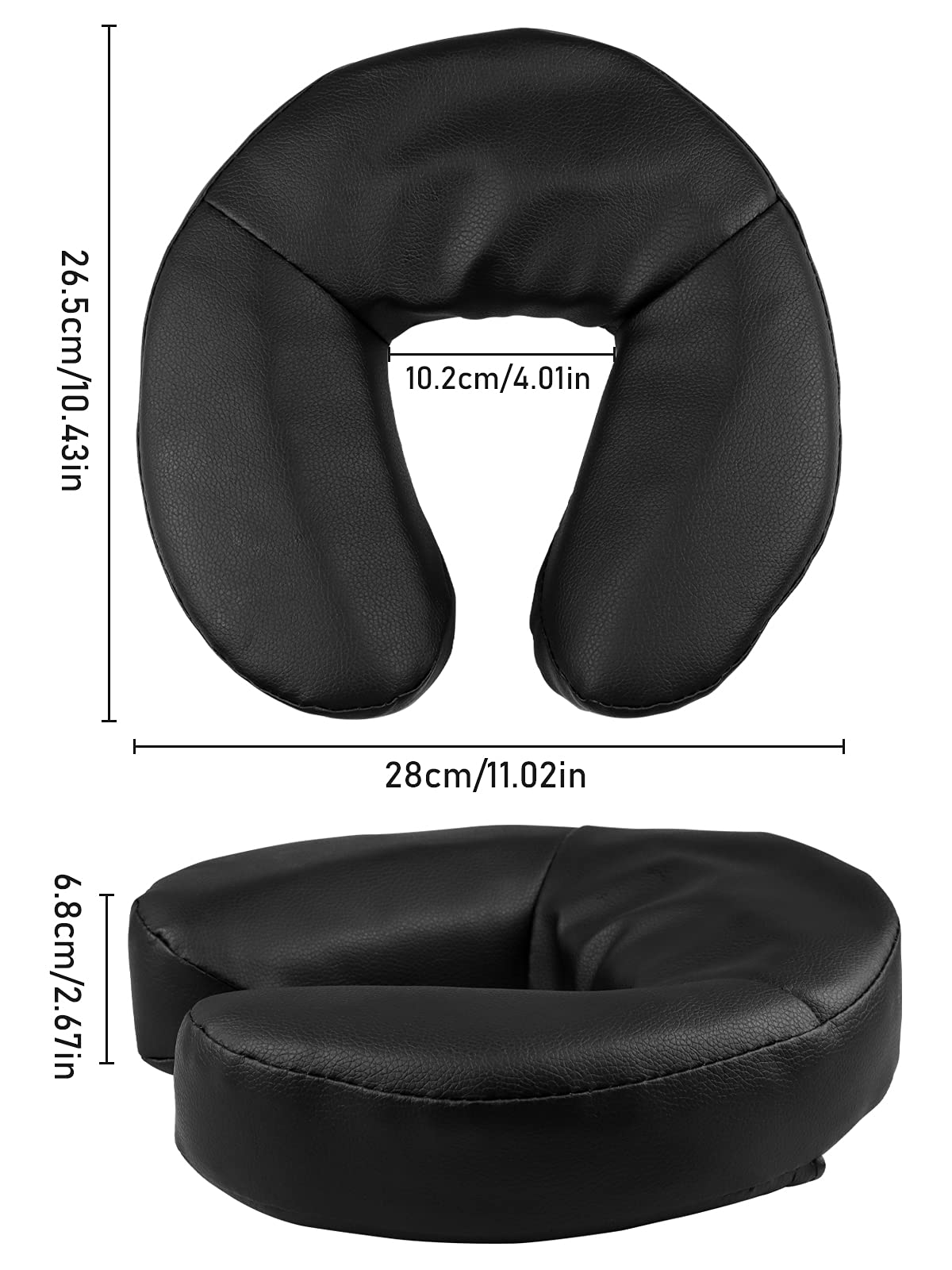 Kalolary Massage Face Cradle Cushion for Massage Tables, Universal Crescent Headrest Face Rest Neck Head Cushion Pillow for Massage Chairs Spa Bed (Black)