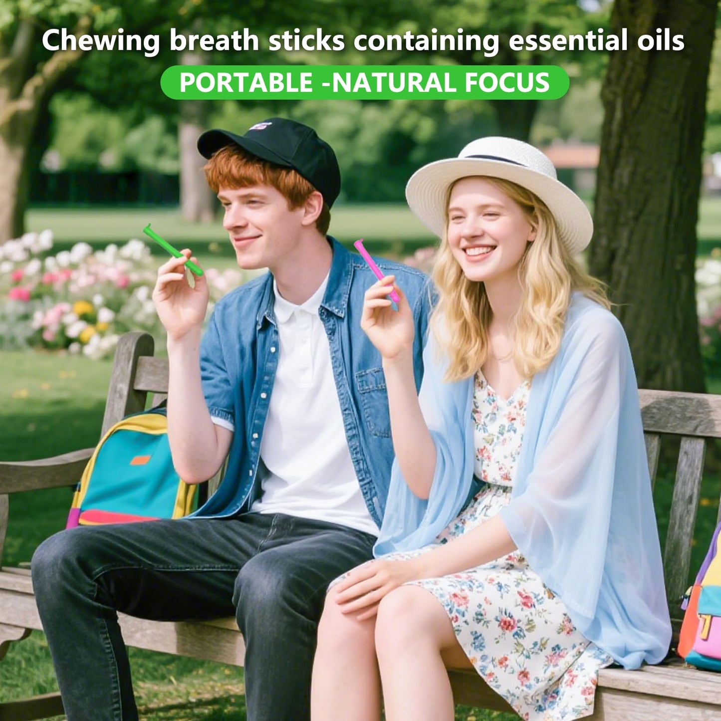 3PCS Chewable Essential Oil Breath Stick, Chewable Breather Stick for Fresh Breath, Portable Breath Freshener with 9 Replacement Cores, Chewable Essential Oil Breath Stick Travel-Friendly