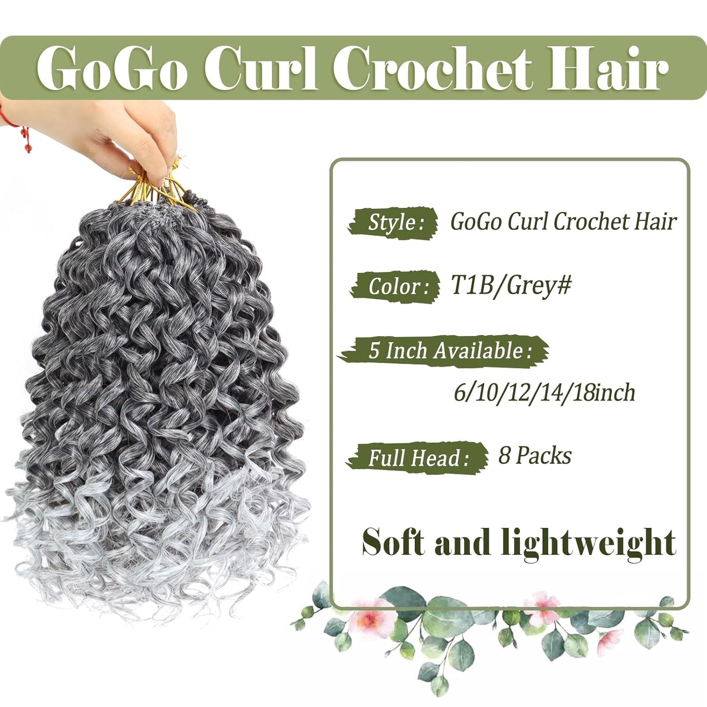 GoGo Curl Crochet Hair 10 Inch - 8 Packs Ombre Brown Water Wave Extensions for Black Women
