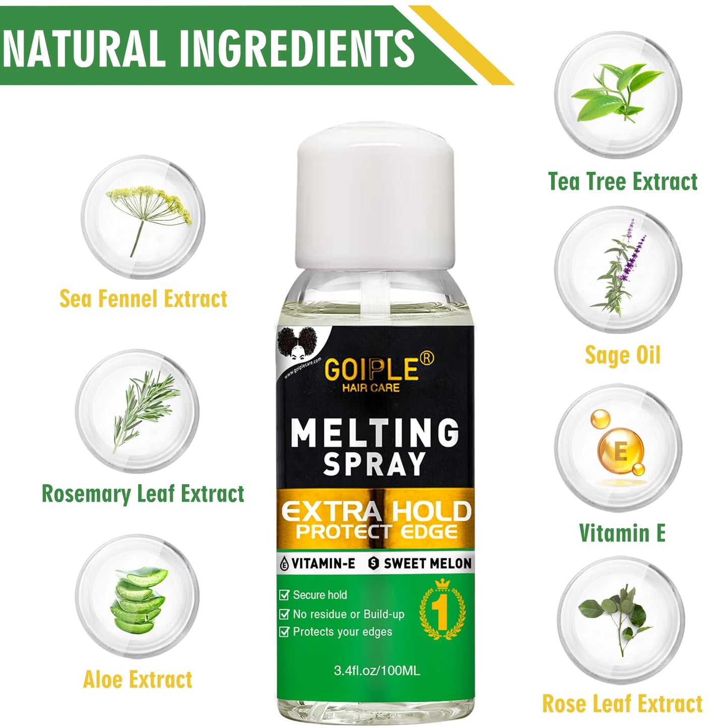 Lace Melting Spray - Glue-Less Hair Adhesive for Wigs & Extensions, Extra Hold Natural Forming Wax Stick