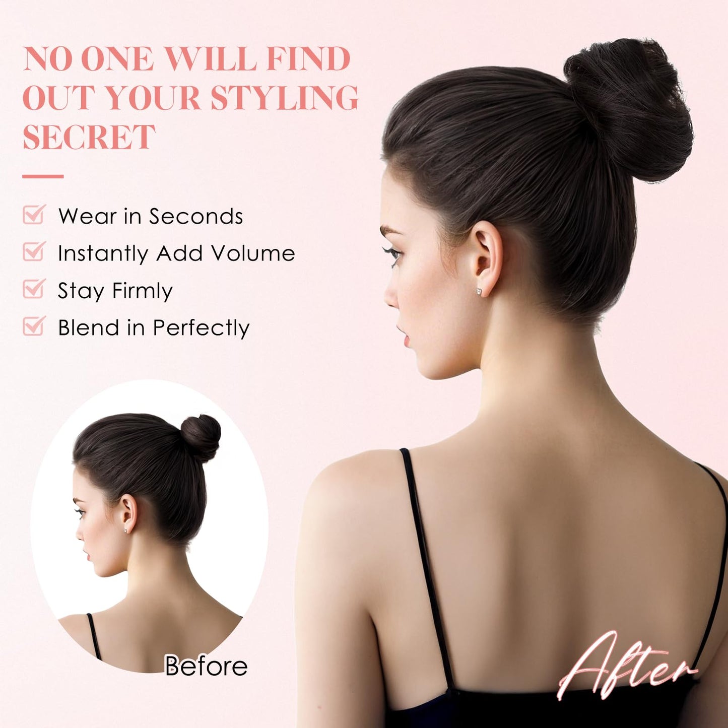 Hairro Human Hair Messy Bun, 100% Real Ponytail Hair Scrunchies, Natural Curly Chignon Fluffy Donut Updo, Hairpiece with Elastic Rubber Band for Women, 1 Count Golden Brown Straight