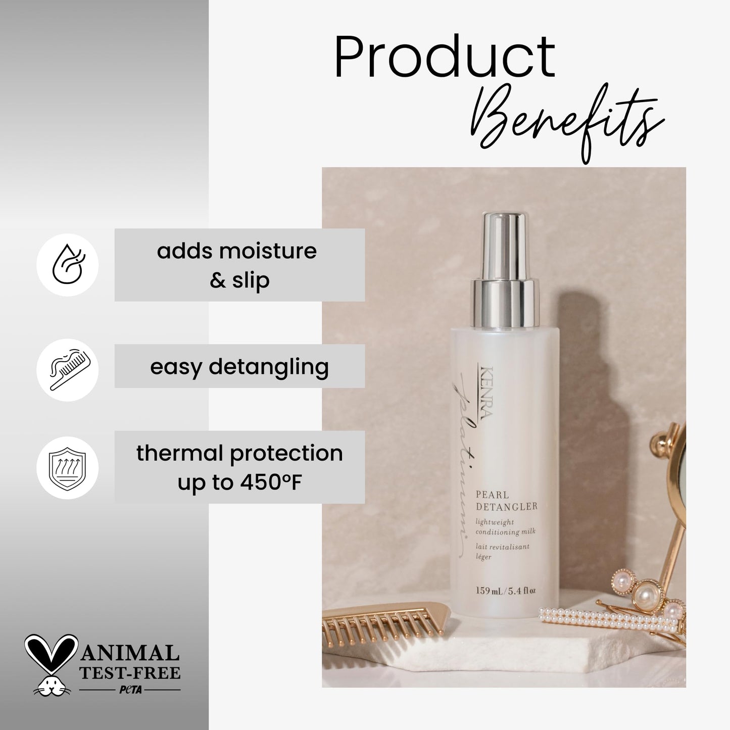 Kenra Professional Platinum Pearl Detangler | Lightweight Conditioning Milk | Adds Moisture & Slip | Effortless Detangling & Manageability | Thermal Protection Up To 450F | All Hair Types | 5.4 fl. oz