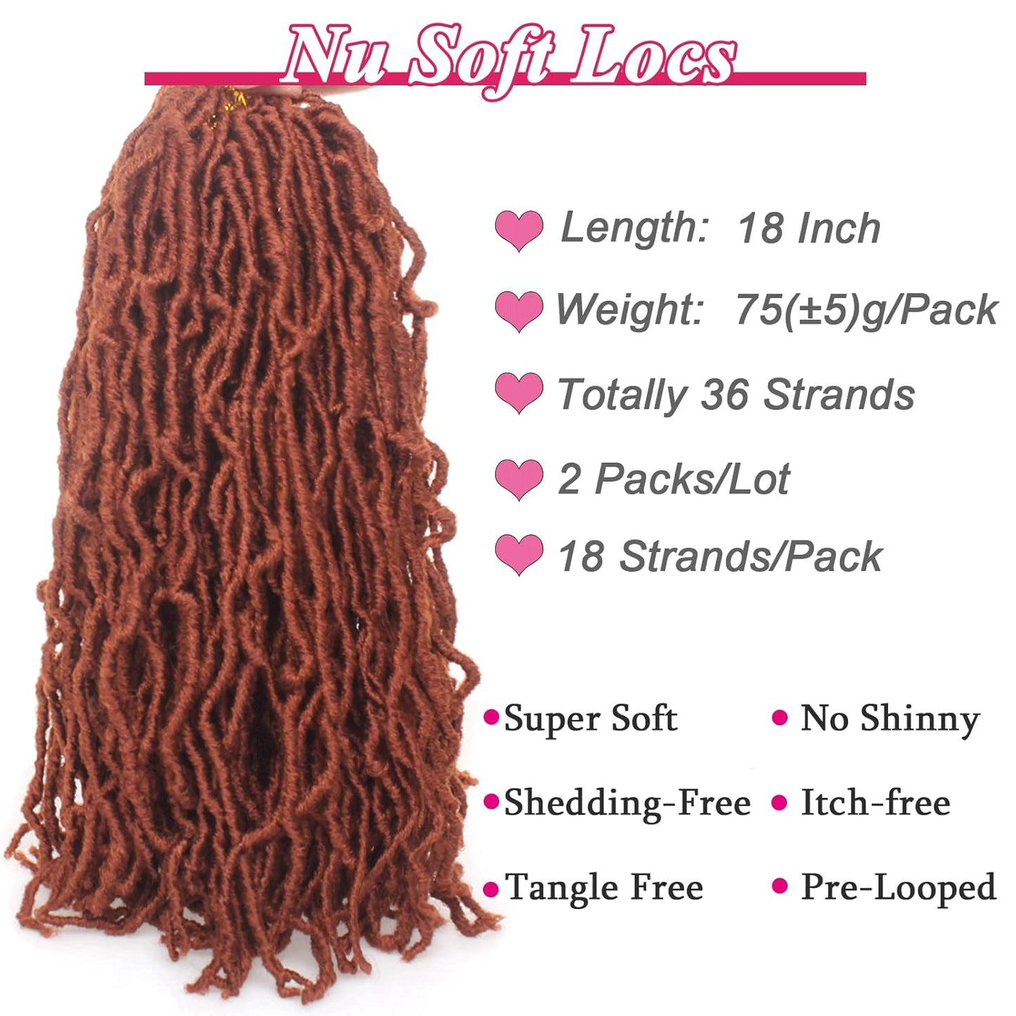 Faux Locs Crochet Hair - 18 Inch Pre-Looped 7 Packs Soft Natural Black Goddess Locs for Women