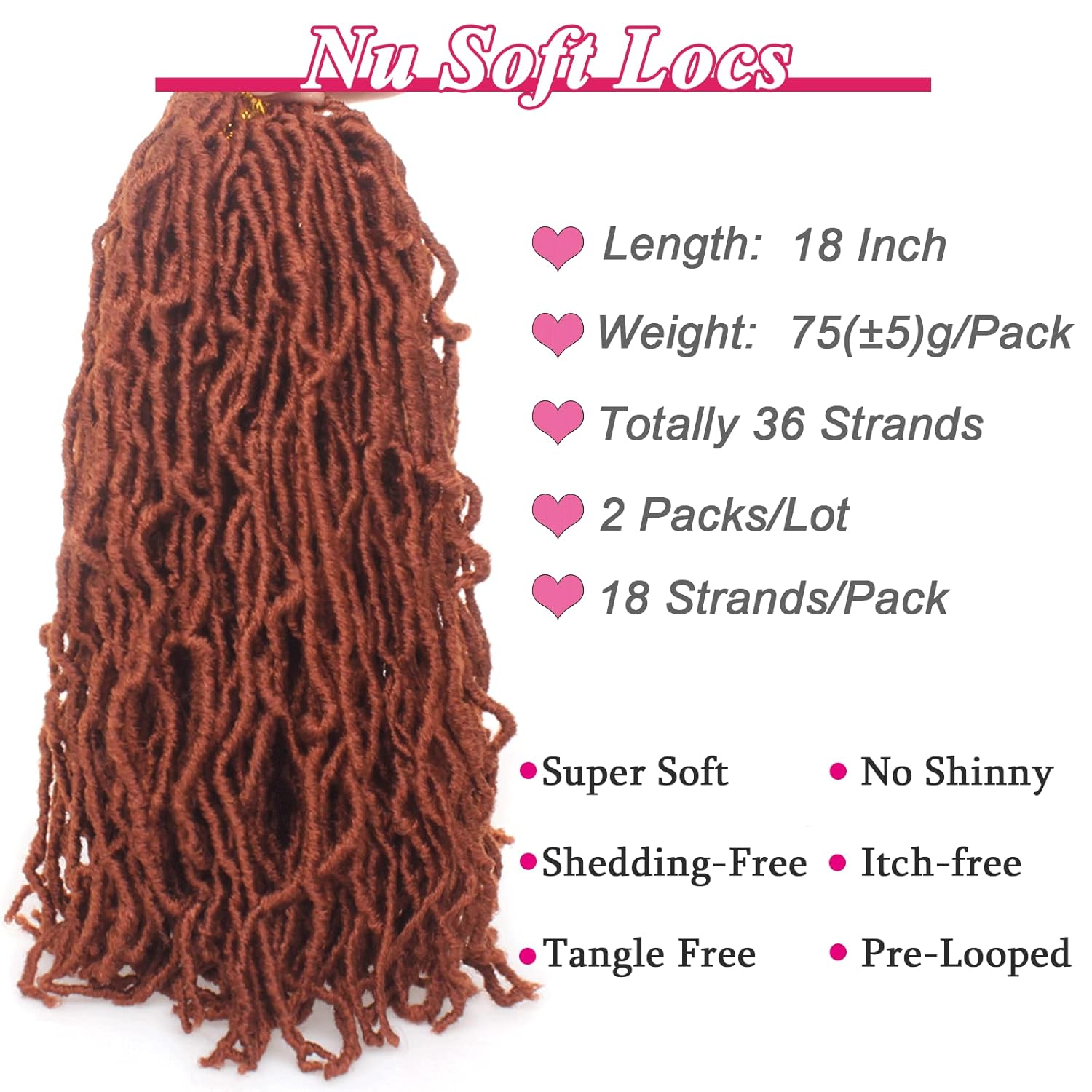 Faux Locs Crochet Hair - 18 Inch Pre-Looped 7 Packs Soft Natural Black Goddess Locs for Women