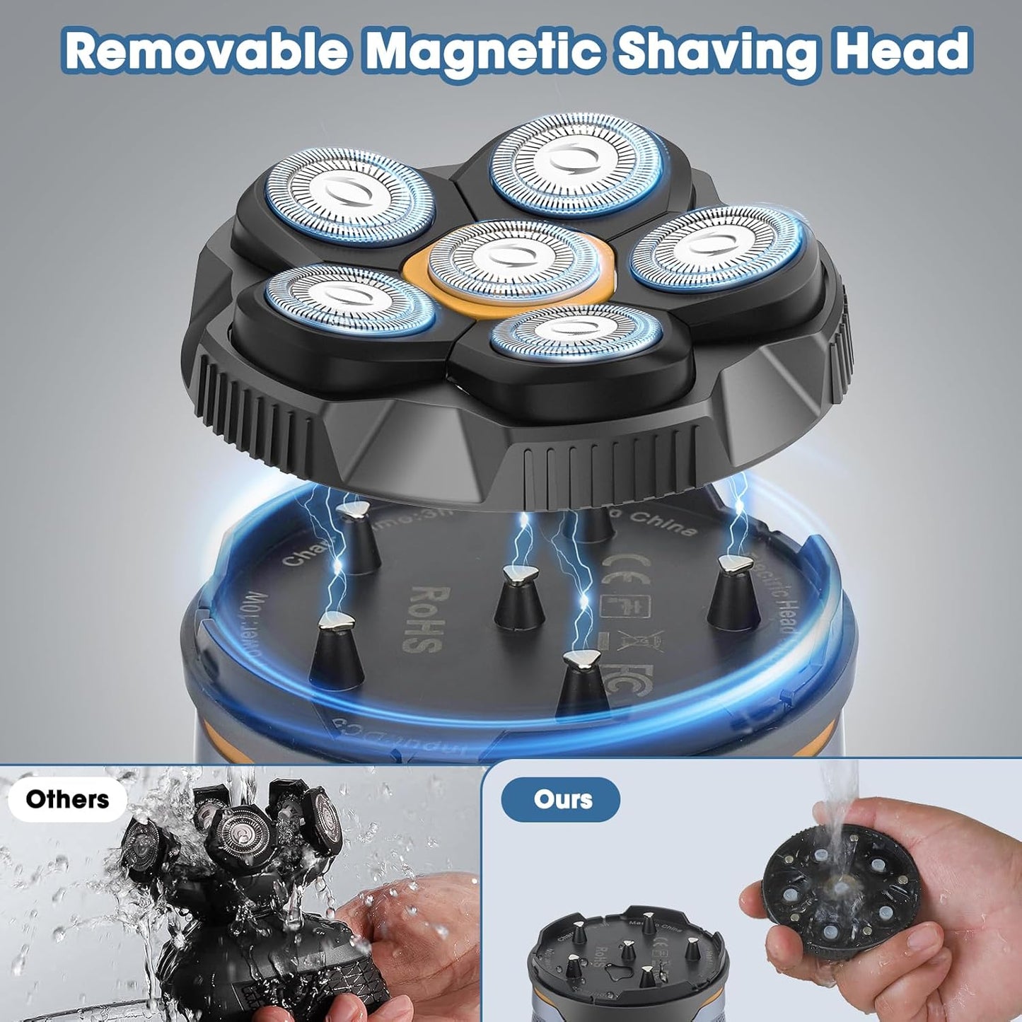 Powerful Foil Bald Shaver for Men - Cordless Electric Razor & Beard Trimmer with LED Display