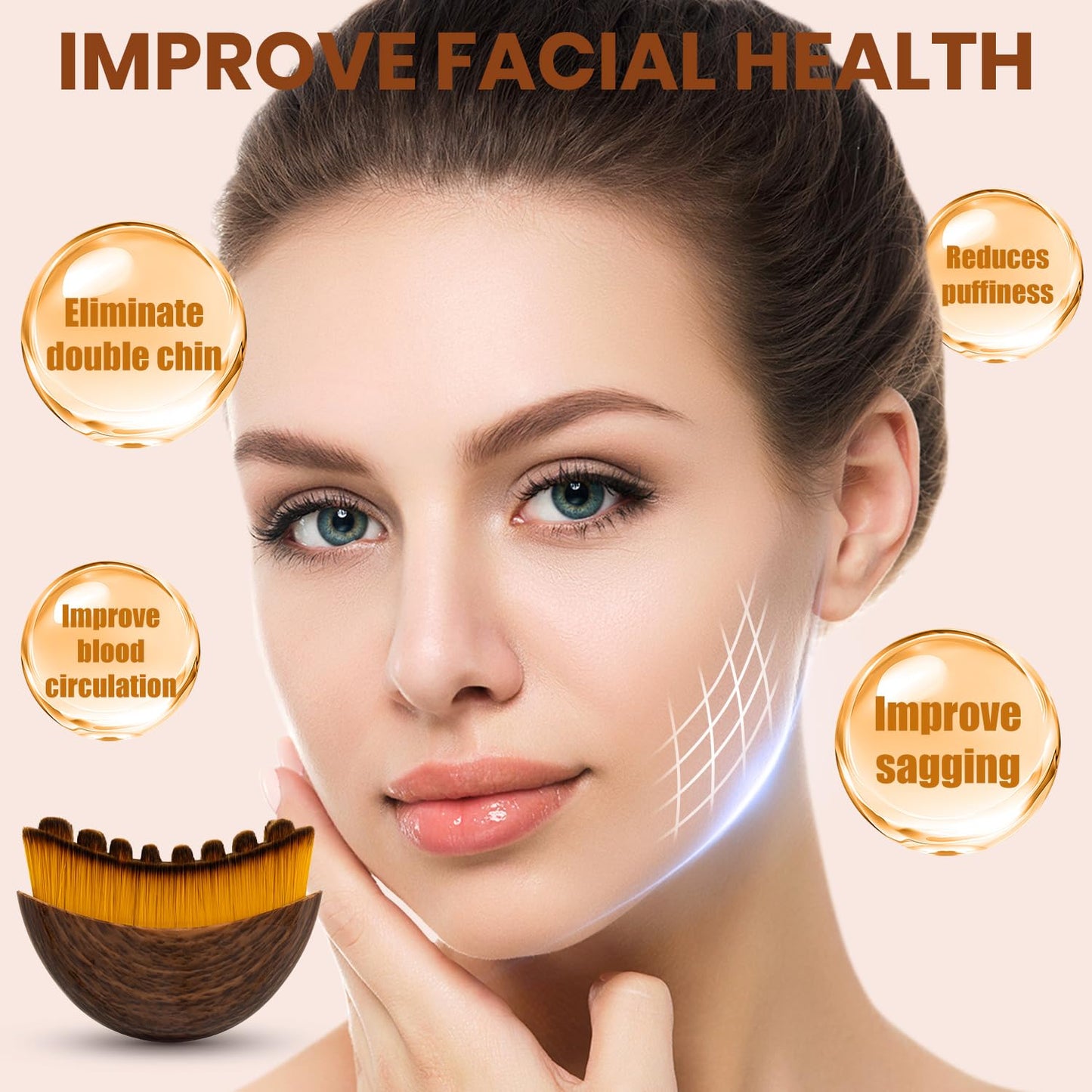 2Pack Lymphatic Contour Face Brush, Lymphatic Drainage Brush, Dry Brushing Face Brush, Lymphatic Drainage Massager for Face, Designed for The Face Gentle Enough for Daily Use(2pcs Brown)