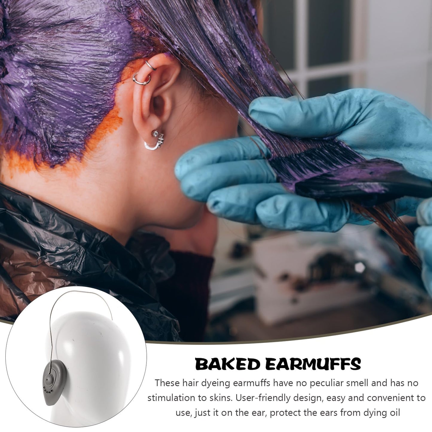 NOLITOY Waterproof Silicone Hairdressing Ear Covers, Reusable Silicone Ear Caps for Hairdressing Dye Coloring Protector Hair Salon Styling