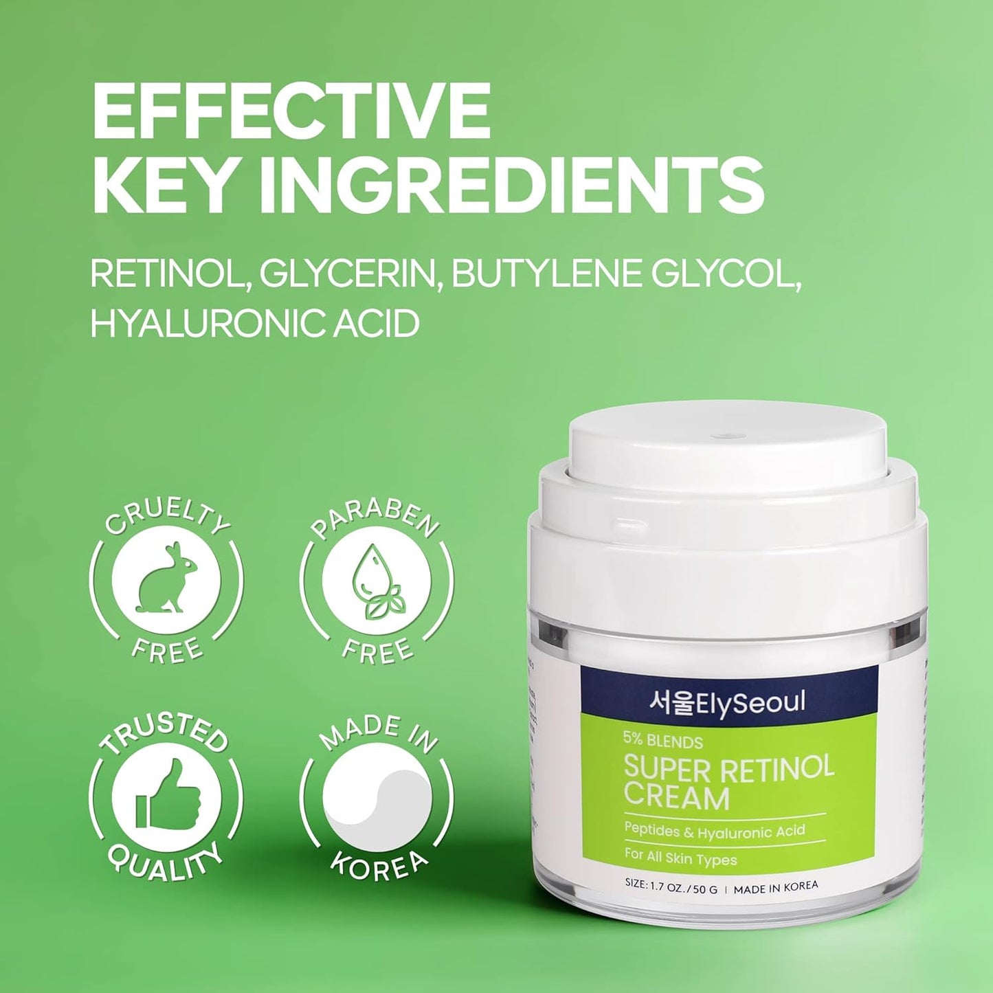 Korean 6-in-1 Men's Face Cream - Anti-Aging Moisturizer for Wrinkles, Dark Circles & Puffiness with Retinol & Hyaluronic Acid, 1.7 oz