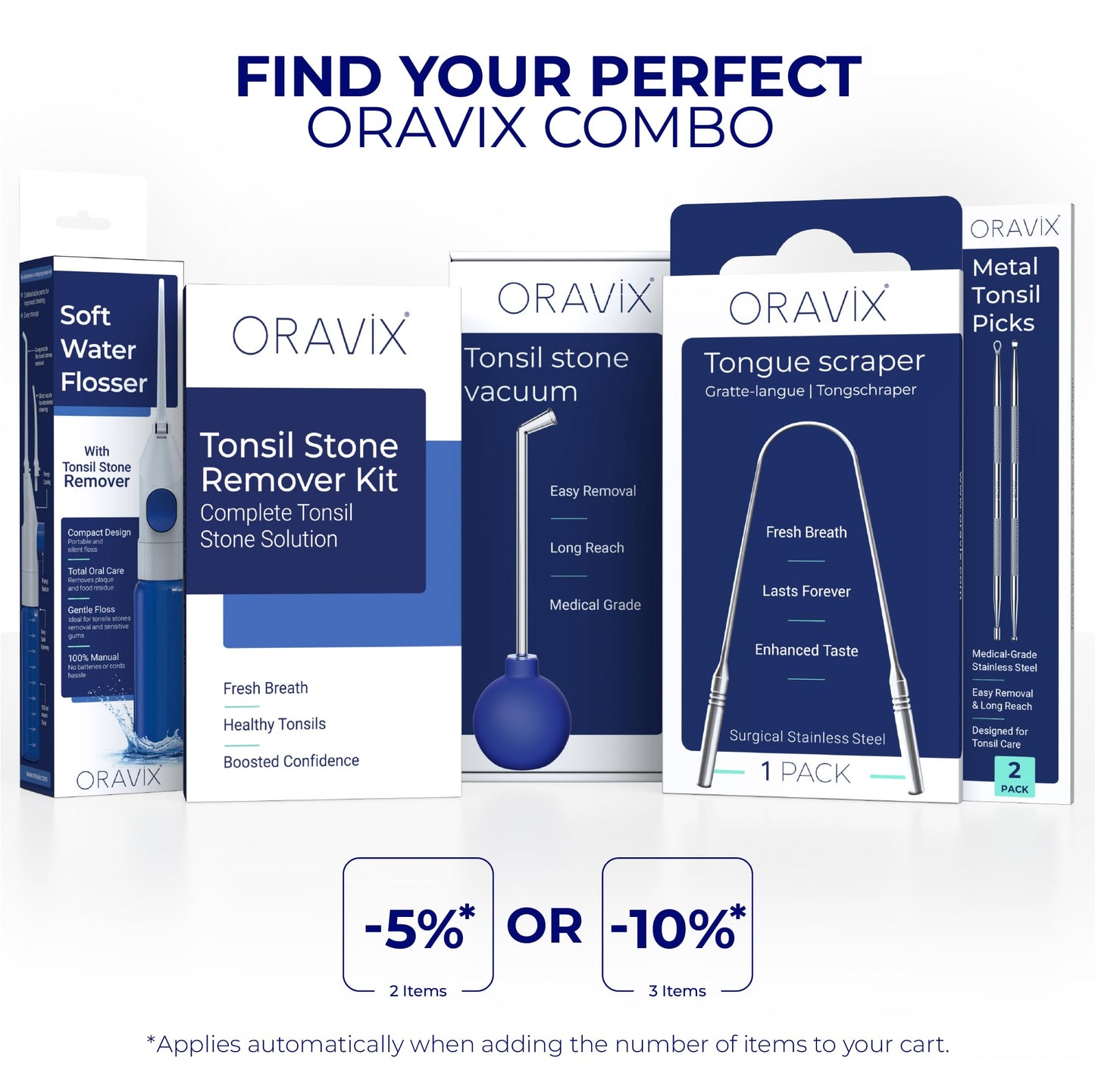 Oravix Tonsil Stone Remover Tool Pack of 2, Metal Tonsil Stone Removal Tool, 7’’ Surgical-Grade Stainless Steel Metal Pick with 10 Soft Silicone Tips, Fight Bad Breath, Safe & Easy
