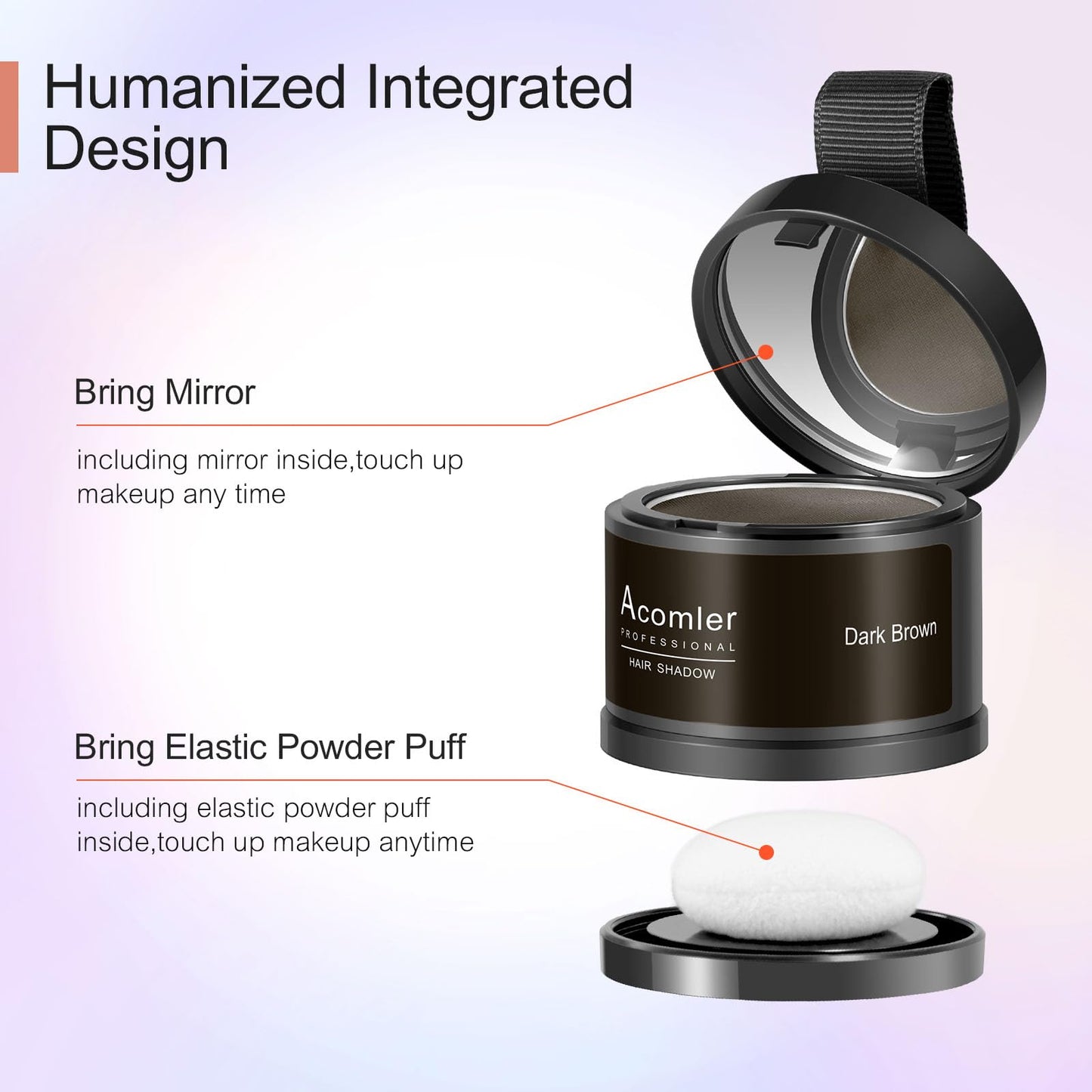 Acomler Instantly Root Touch Up Hairline Shadow Powder,Root Cover Up Hair Color,Dark Brown for Thinning Hair, Grey Hair Coverage Hair Powder for Women with Eyebrows,Beard Line,Bald Spots (Dark Brown)