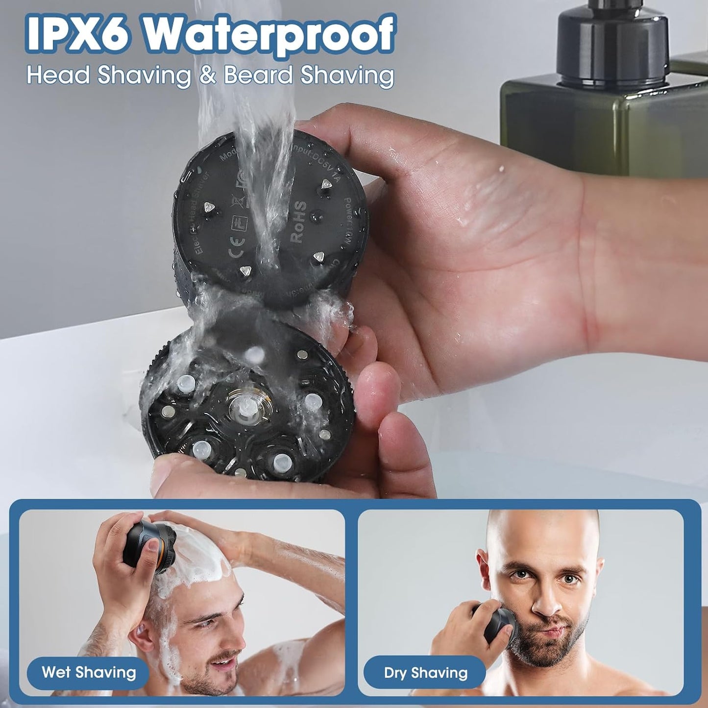 Powerful Foil Bald Shaver for Men - Cordless Electric Razor & Beard Trimmer with LED Display