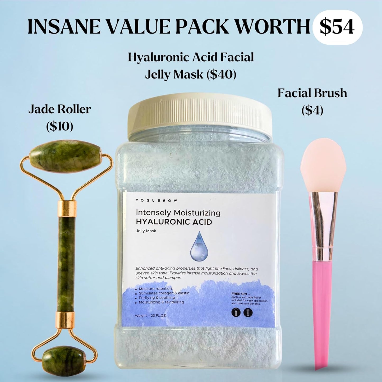 Bulgarian Rose Hydrating Jelly Face Mask - Brightening & Nourishing with Free Jade Roller | 23 Oz Professional Vajacial Mask